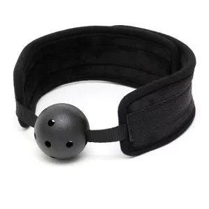 Buy Black Padded Mouth Gag With Breathable Ball by Rimba online.