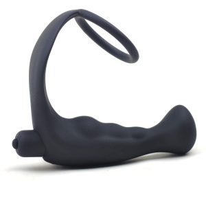 Buy Black Silicone Anal Plug Vibrator with Cock Ring by Various Toy Brands online.