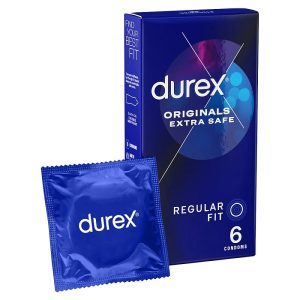 Buy Durex Extra Safe Regular Fit Condoms 6 Pack by Durex Condoms online.