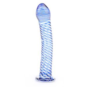 Buy Glass Dildo With Blue Spiral Design by Various Toy Brands online.