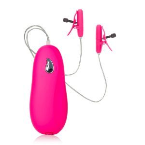 Buy Heated Vibrating Nipple Teasers Pink by California Exotic online.