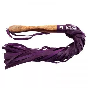 Rouge Garments Wooden Handled Purple Leather Flogger by Rouge Garments for you to buy online.