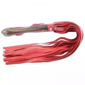 Rouge Garments Wooden Handled Red Leather Flogger by Rouge Garments for you to buy online.