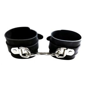Buy Rouge Garments Black Rubber Ankle Cuffs by Rouge Garments online.