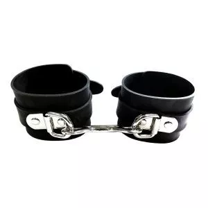 Buy Rouge Garments Black Rubber Wrist Cuffs by Rouge Garments online.