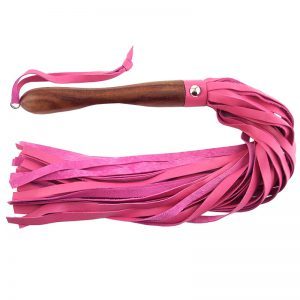 Buy Rouge Garments Wooden Handled Pink Leather Flogger by Rouge Garments online.