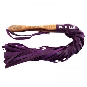 Buy Rouge Garments Wooden Handled Purple Leather Flogger by Rouge Garments online.