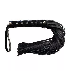 Buy Rouge Short Leather Flogger With Studs by Rouge Garments online.