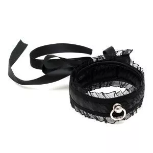 Buy Satin Look Black Collar With O Ring by Rimba online.