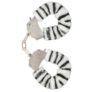 Buy ToyJoy Furry Fun Wrist Cuffs Zebra by Toy Joy Sex Toys online.