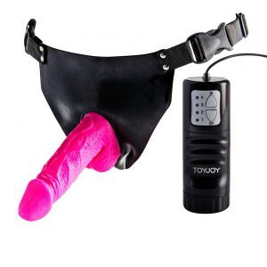 Buy ToyJoy Pink Powergirl Strap On Vibrating Dong by Toy Joy Sex Toys online.