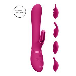 Buy Vive Chou Double Action Interchangeable Rabbit Vibrator Pink by Shots Toys online.