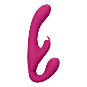 Buy Vive Suki Triple Action Strapless Strap On Vibrator Pink by Shots Toys online.
