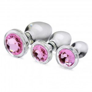 Buy XR Pink Gem Glass Anal Plug Set by XR Brands online.