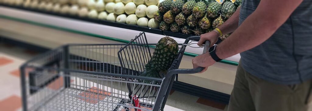 Upside-Down Pineapple pineapple in trolly